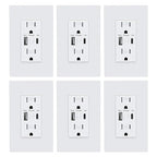 USB Wall Outlet, Charger Outlets Receptacles with 4.2A USB C Ports, 15 Amp Duplex Tamper Resistant Receptacle Plug with USB Electrical Outlet, Wall Plate Included, ETL Listed，White, 6 Pack