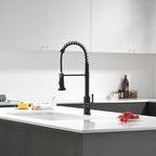 GIMILI Glossy Black Touchless Kitchen Faucets with Pull Down Sprayer Single Handle Spring Kitchen Faucet