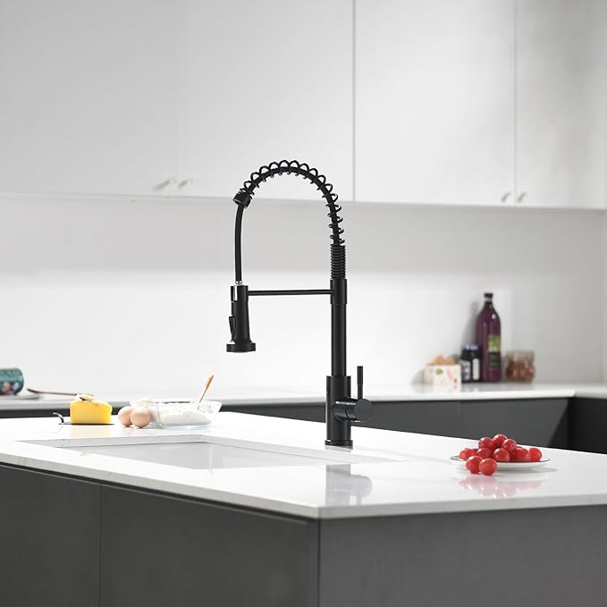 GIMILI Glossy Black Touchless Kitchen Faucets with Pull Down Sprayer Single Handle Spring Kitchen Faucet