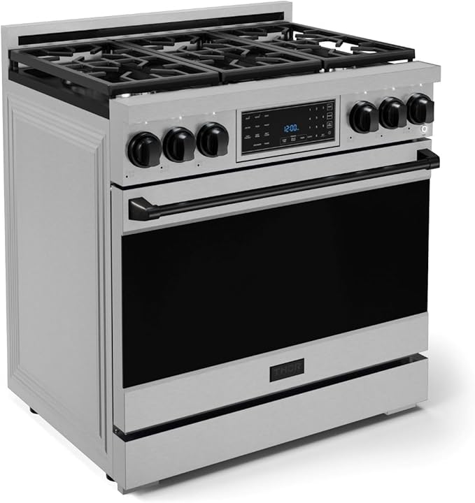 Gordon Ramsay by THOR Kitchen 36 Inch Professional Liquid Propane Range with Tilt Panel Touch Control in Stainless Steel/Black