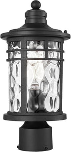 Outdoor Post Lighting Fixtures Pole Lantern Waterproof Aluminum Housing with Water Ripple Glass 16.5 Inch Height Large Size Pillar Light Outdoor for Garden Patio Pathway E26 Socket