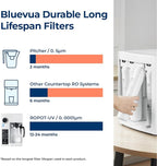 Bluevua RO100ROPOT-UV Reverse Osmosis System Countertop Water Filter - 6 Stage Purification with UV and Remineralization, Counter RO Filtration, Portable Water Purifier