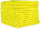 Arkwright Microfiber Cleaning Cloths - (Pack of 12) Lint & Streak-Free Drying Wash Towels, 320 GSM Super Absorbent & Quick Dry, Perfect Cleaner for Car, Glass, and Window, 12 x 12 in, Yellow