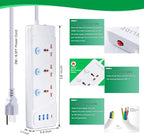 Universal Power Strip with USB C, 3 Outlets 3 USB and 1 USB C Ports, 6.5ft Power Cord, 2500W Circuit Breaker