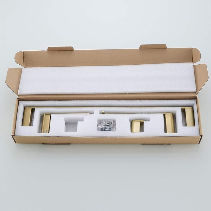 RANDOM Brushed Gold Towel Bar Set 5 Piece Bathroom Hardware Set Include 9.8/23.6 Inch Towel Holder Toilet Paper Holder and 2 Towel Hooks Stainless Steel Bathroom Accessories Kit Wall Mount