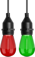 24 Pack Red Green S14 Christmas Light Bulbs, 1 Watt Plastic Shatterproof LED Replacement Bulbs for Indoor Outdoor Patio String Light, E26 Medium Base.