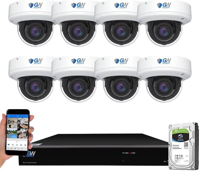 GW Security 8 Channel UltraHD 4K (3840x2160) Motorized Zoom NVR Security Camera System - 8 x 8MP 2.8-12mm 4X Optical Zoom Face Recognition/Human/Car AI Detection Waterproof Microphone IP PoE Cameras