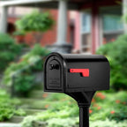 Architectural Mailboxes 7980B-10 Roxbury Mount Mailbox and Premium Steel Post Combo, Medium, Black
