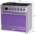 Akicon 36" Freestanding Gas Cooktop Oven Combo, Features 6 Sealed Burners, 5.2 Cu.ft Rapid Convection Oven, Convertible Fuel (NG/LP), Durable Cast Iron Grating (DPSDPSB3)