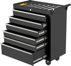 Garvee Rolling Tool Chest, 6 Drawers Tool Storage Cabinet, Toolbox with Wheels, Portable Tool Cabinet Organizer with Locking System & Drawer Liners, Tool Storage Cart for Garage, Workshop, Black