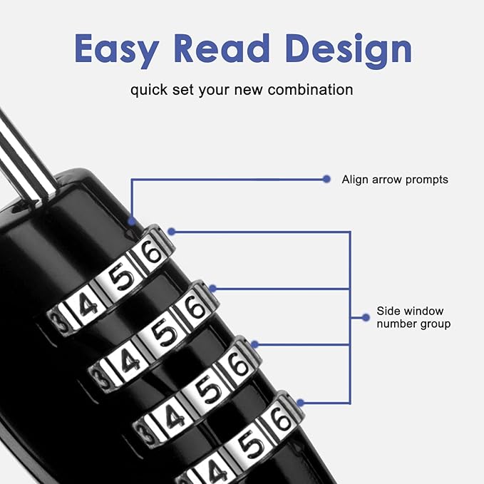 4 Digit Combination Lock Outdoor Padlock for School Gym Locker Outdoor Waterproof Padlock for School Gym Locker, Storage Unit,Garages, Sports Locker, Toolbox, Hasp Storage (2 Pack Black)