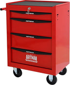 4 Drawers Rolling Tool Box on Wheels, Multifunctional Tool Chest Cabinet with Lock, Drawers Rolling Tool Cart Trolley Organizer Tool Storage Case for Warehouse,Garage,Workshop (Red)