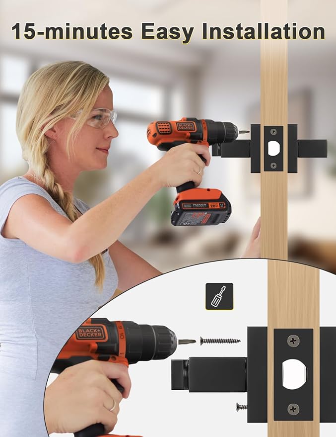 3 Pack Square Privacy Door Levers Locksets in Matte Black Finish, Bed/Bath Door Levers Keyless Interior Handles,Reversible for Left Right Handed Doors