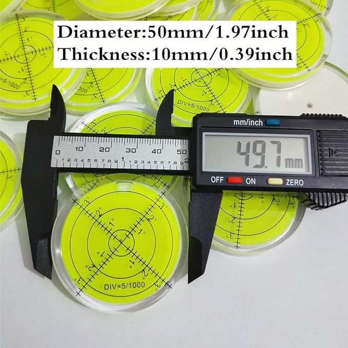 Circular Bubble Level with Double Sided Adhesive Bottom Spirit Levels Leveling Measuring Tools (50x10mm)