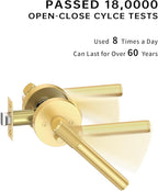 Asidrama 8 Pack Privacy Gold Door Knob with Lock, Brushed Gold Door Handles Interior for Bedroom or Bathroom, Heavy Duty Door Lever with Reversible Interior Door Handle for Left Right Sided Doors