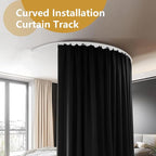 Bendable Ceiling Curtain Track Ceilings Mount or Wall Mounted Heavy-Duty Room Divider Curtains Rails for Living room Bedroom Shower Privacy RV Garage Dividers with Clips，White 24 FT