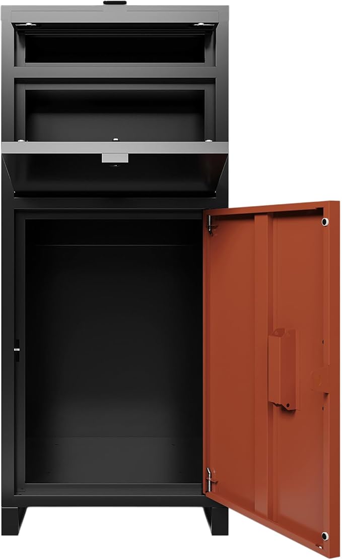 Package Delivery Box for Outside, Cold-Rolled Steel 2-in-1 Anti-Theft Lockable Package Mailbox, Large Parcel Drop Box for Packages & Mails, Weatherproof Rustproof Outdoor Porch Curbside Delivery Box