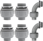 2 inch Liquid Tight Connector PVC Flexible Conduit Connector,180 Degree and 90 Degree UL Listed Liquid Tight Connector, Non-Metallic Electrical Conduit Fittings (6 Pack)