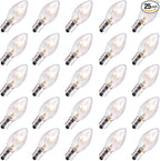 Abeja 25 Pack C7 Christmas Replacement Clear Bulbs C7/E12 Incandescent Light Bulbs for Christmas Tree Lights Set Indoor/Outdoor Party Decor, 5w