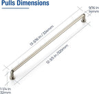 JOY DECOR Cabinet Pulls – 12-3/5 Inch Hole Center, Brushed Nickel, 5 Pack, Zinc Alloy Cabinet Handles for Drawers & Cupboard – Vintage Style Hardware for Kitchen, Bathroom, Dresser, Furniture Makeover