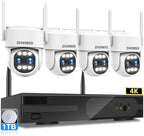 [Dual Lens 4MP+4MP & 10X Zoom] Security Camera System Outdoor Wireless with Auto Tracking, 4K Indoor Home Video Surveillance CCTV 10 CH with 1TB, 100ft Color Night Vision Weatherproof