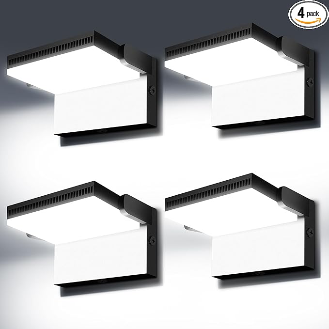 Juyace 120W LED Wall Light Outdoor Flood Lighting Exterior Fixtures 360 °Rotation 5000K for Garage Yard Barn Area Backyard Building 4pack