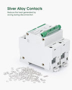 12V-110V DC Miniature Circuit Breaker, 80 Amp 2 Pole Battery Breaker Protector for Solar PV System and RV, Thermal Magnetic Trip, DIN Rail Mount, High Current DC Disconnect Switch MCB 2P B80