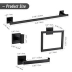 YACVCL Black Towel Bar Set 5-Piece Bathroom Hardware Accessories Set,SUS304 Stainless Steel Towel Rack Set,23.6 Inch Towel Bar,Toilet Paper Holder,Towel Ring and Towel Hooks,Wall Mounted