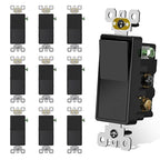 AIDA 4 Way Decorative Light Switch, 15Amp, 120/277 Volt, AC Decorator Rocker Wall Switch Replacement, Self-Grounding, Residential and Commercial Grade, UL Listed (10 Pack, Glossy Black)