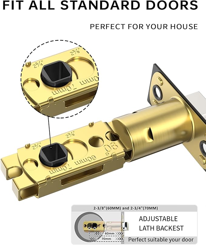 Asidrama 1 Pack Passage Matte Black Door Handles, Door Lever with Door Knobs Indoor for Bedroom or Bathroom, Matte Black Door Handles Interior with Locks for Left Right Sided Doors