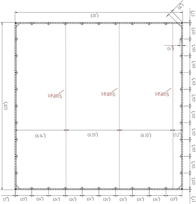 Mytee Products 20' x 20' Green Canvas Tarp 12oz Heavy Duty Water Resistant