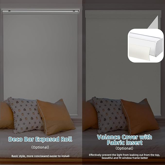 SmartWings Motorized Smart Blinds with Remote, Custom Automatic 100% Blackout Roller Shade Compatible with Alexa/Homekit/Google, Electric Smart Blinds for Indoor Windows, Vinyl Beige