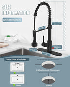 Black Kitchen Faucet with LED light,Kitchen Faucet with Soap Dispenser,Faucet for Kitchen Sink,Single Handle Stainless Steel Kitchen Sink Faucets with Pull Down Sprayer,Camper Farmhouse RV Sink Faucet