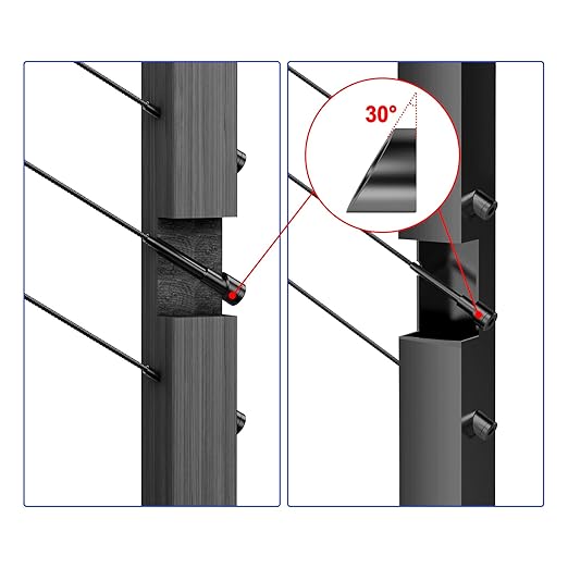 CKE 30 Pack Black 5/16" ID Angle Beveled Washer 25 30 35 Degree for 1/8" 5/32" 3/16" Stair Cable Railing Kit for Wood Metal Post, T316 Stainless Steel 30 Degree Cable Railing Angle Washers BCR17