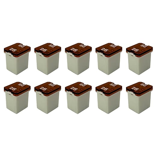 25 Amp J-Case Low Profile (Mini) Fuse 16mm for Pickup Trucks, Cars and SUVs (25A, 10 Pack)