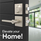 Mega Handles Prime Entrance Combo, Entry Lever Door Handle and Single Cylinder Deadbolt Lock and Key Combo, Heavy Duty Square Locking Door Levers Set for Left or Right-Handed Doors - Satin Nickel