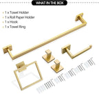 TNOMS Brushed Gold Towel Bar Set Bathroom Hardware Set, 5 Pieces Gold Bathroom Accessories Set Stainless Steel Wall Mounted Towel Holder for Bathroom 23.6in