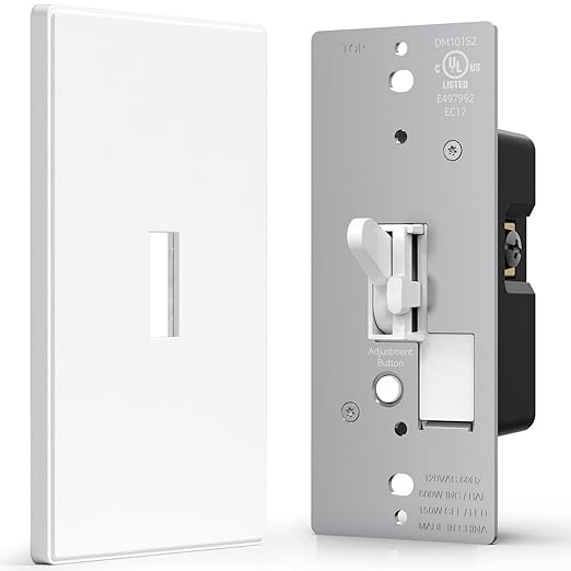 AIDA Digital Toggle Dimmer Switch for Dimmable LED, CFL & Incandescent Bulbs, Single Pole/3-Way, Screwless Wall Plate Included, UL Listed, No Neutral Wire Needed, Matte White (1 Pack)