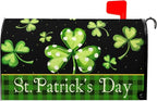 Kawani St Patrick's Day Magnetic Mailbox Covers Green Shamrock Lucky Clovers Mailbox Covers Magnetic Standard Size 21x18 Inch St Patricks Day Post Letter Box Cover for Garden Yard Decor