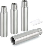 TAISHER 4PCS Stainless Steel Pipe Fittings, 1/4" NPT Male x 1/4" NPT Female Threaded, 4" Length Nipple Cast Pipe