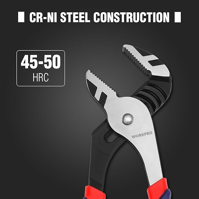 WORKPRO 3 Piece Groove Joint Plier Set, 12/10/8 Inch Adjustable Water Pump Pliers, Straight Jaw Pliers for Home Repair, Gripping, Nuts, Bolts, Pipe & Fittings