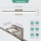 Brushed Nickel Vanity Light 24", 5CCT Dimmable LED Bathroom Light Bar, 18W Wall Mount Fixture with Adjustable Angle & ETL Driver – Modern Lighting for Bathroom, Powder Room, Bedroom