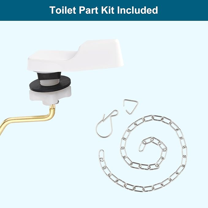 Universal Side Mount Metal Toilet Handle Replacement Kit Compatible with American Standard/Mansfield/Gerber/TOTO/Kohler Toilet, Toilet Tank Flusher Lever with Flapper Chain, White