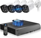 《130°Wide Angle & 2-Way Audio》Outdoor Security Camera System, IP Wired Cameras, 4K Video Surveillance Systems