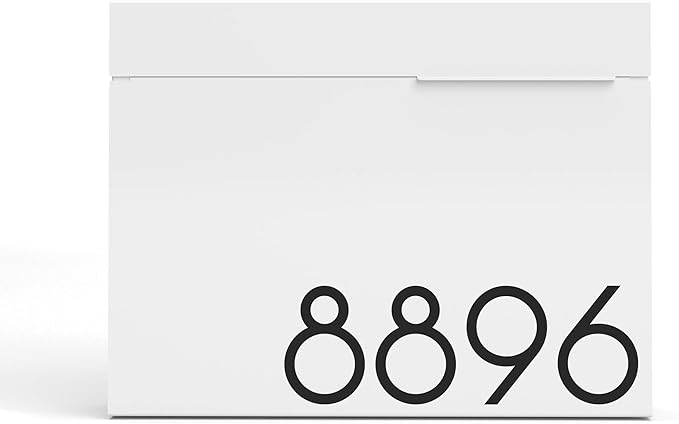 Vsons Modern Design Mailbox, Wall-Mount Mailbox Vsons Design Mitch W (Aluminum White Powder Coated) (White) (White with Numbers)
