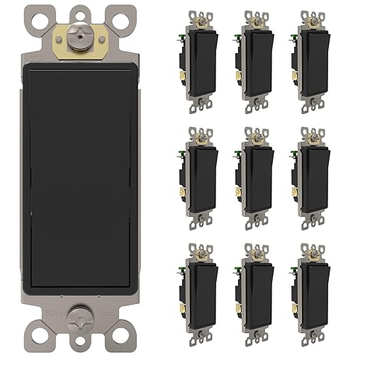 ThunderWay Matte Black Single Pole Decorator Wall Light Switch, Decorative Paddle Rocker Switch Replacement, 15A 120/277V, UL Listed for Residential Grade Applications, 10 Pack