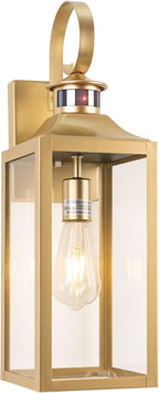 Large Motion Sensor Outdoor Wall Light 20" - Gold Dusk to Dawn Outdoor Lighting, Modern Wall Mount Light Fixture, Waterproof Porch Light Fixture for Outside House Garage, 3 Modes/Anti-Rust