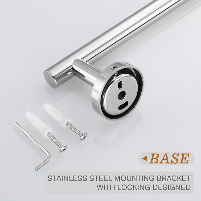 USHOWER Polished Chrome Bathroom Accessories Set, 18-Inch Towel Bar Set Wall Mounted, Durable SUS304 Stainless Steel Bathroom Hardware Set, 4-Piece