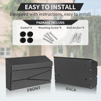 Wall Mount Mailbox, Large Capacity Mailbox for House, Galvanized Steel Rust-Proof Metal Post Box Drop， Mailboxes for Outside, 15.74"×9.84"×4.33", Black Modern Sleek Style