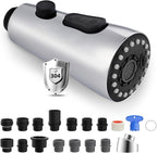 iFealClear Universal Metal Kitchen Faucet Head Replacement with 15 Adapters, 3-Mode Stainless Steel Pull Down Sink Faucet Sprayer Head Nozzle, Compatible with Moen, Delta, Pfister Faucets, Chrome